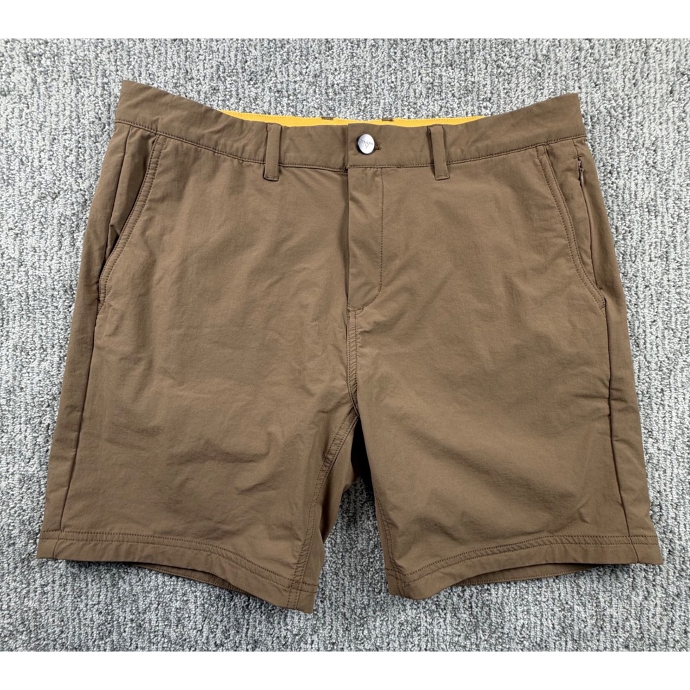 Avalon Golf Performance Shorts Mens 34(35) Brown 7 Inch Inseam Stretch Athletic